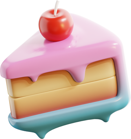 Cake Slice 3D Object Illustration